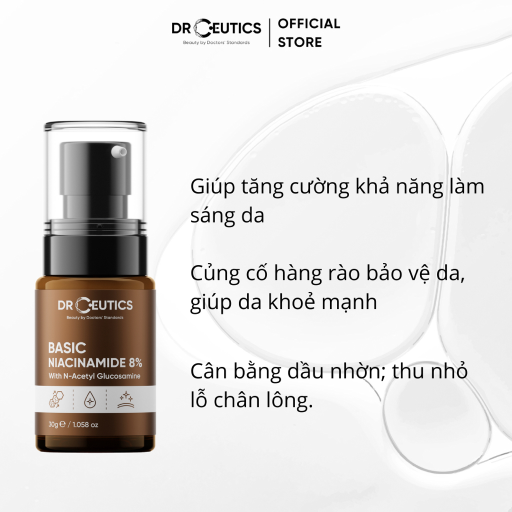DRCEUTICS Tinh Chất Niacinamide Basic 8% DrCeutics Cho Da Dầu Mụn