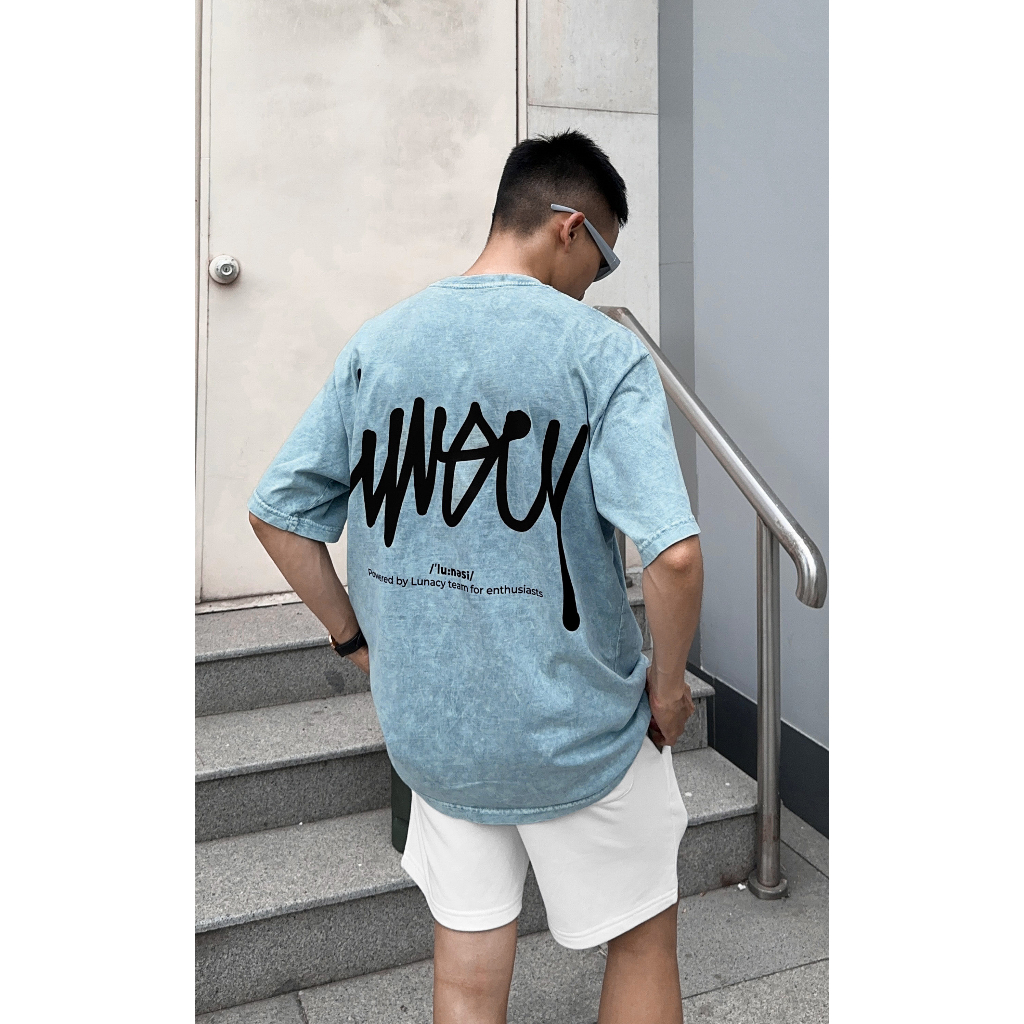 Áo thun tay lỡ Wash SIGN BASIC phông Unisex nam nữ Cotton oversize form rộng LUNACY