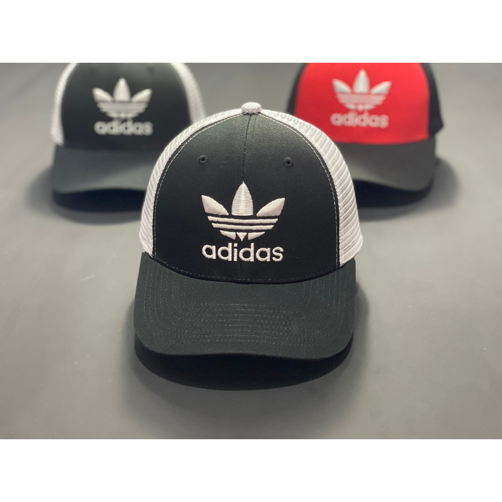 Mũ lưỡi trai Adidas hoa sen hai màu đen đỏ phối lưới hàng công ty VNXK VN35