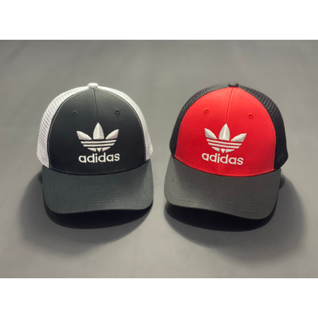 Mũ lưỡi trai Adidas hoa sen hai màu đen đỏ phối lưới hàng công ty VNXK VN35
