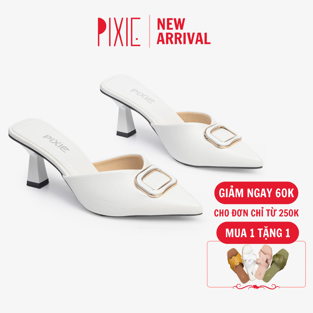 Giày Sục Cao Gót 6cm Phối Khóa E157 Pixie