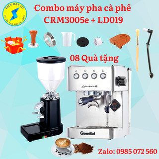 Combo máy pha cà phê Gemilai CRM3005e và máy xay cafe espresso LD 019