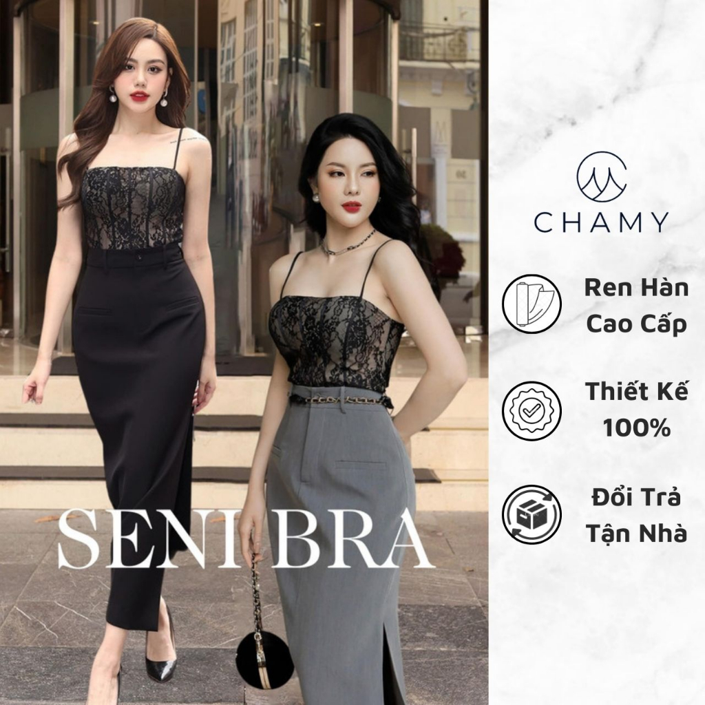 Áo Bra 𝐂𝐇𝐀𝐌𝐘 Seni Phối Ren Thiết Kế 2 Dây Gợi Cảm Chất Ren Hàn Cao Cấp