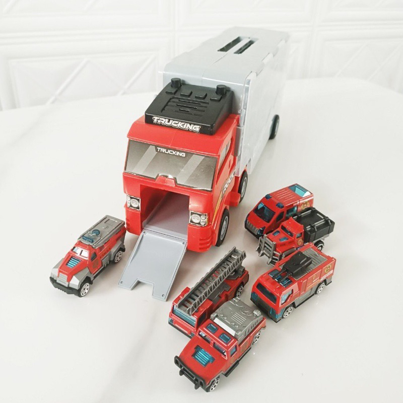 Set xe tải nhiều ngăn 6 trong 1, đồ chơi ô tô cho bé trai