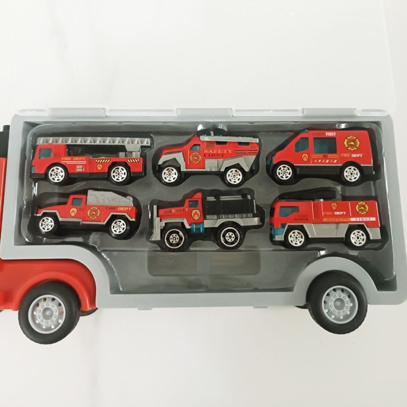 Set xe tải nhiều ngăn 6 trong 1, đồ chơi ô tô cho bé trai