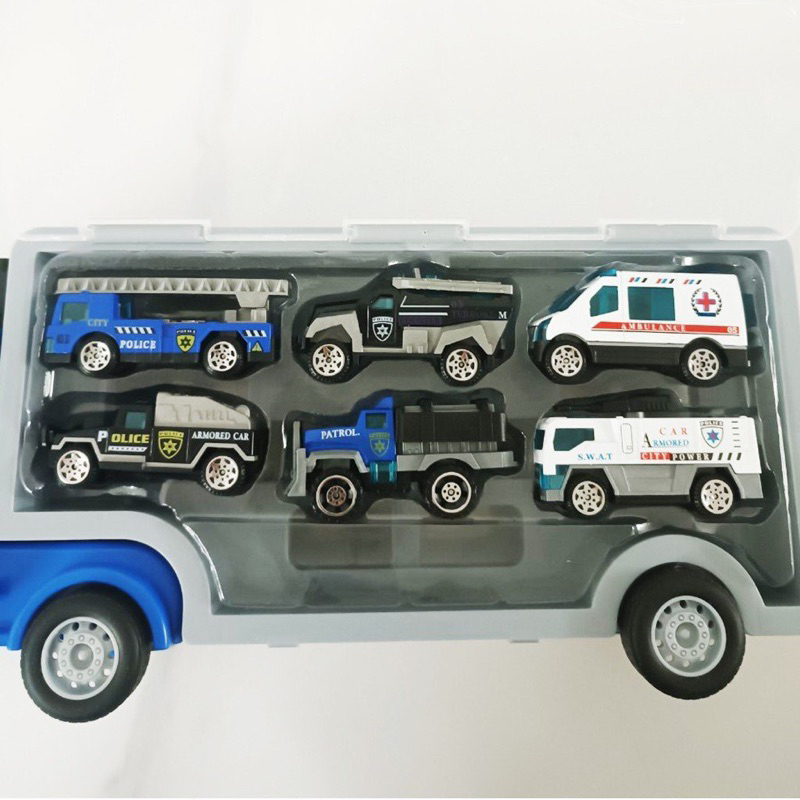Set xe tải nhiều ngăn 6 trong 1, đồ chơi ô tô cho bé trai