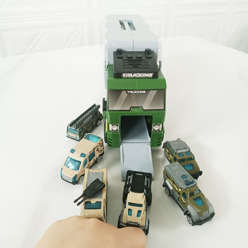 Set xe tải nhiều ngăn 6 trong 1, đồ chơi ô tô cho bé trai