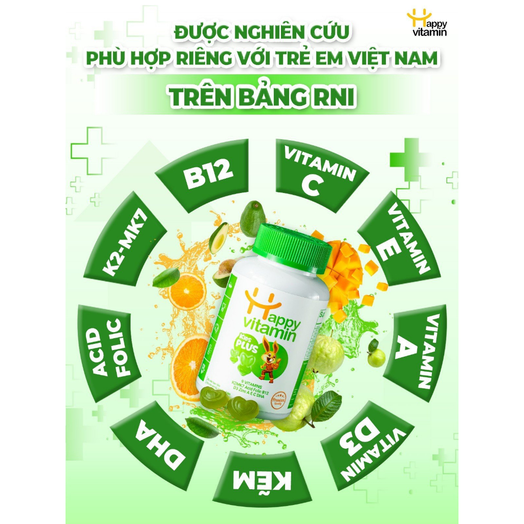 Combo 3 Vitamin Tổng Hợp Kids Plus Tặng Bộ Bát Cho Bé - Happy Vitamin tăng đề kháng, ăn ngon