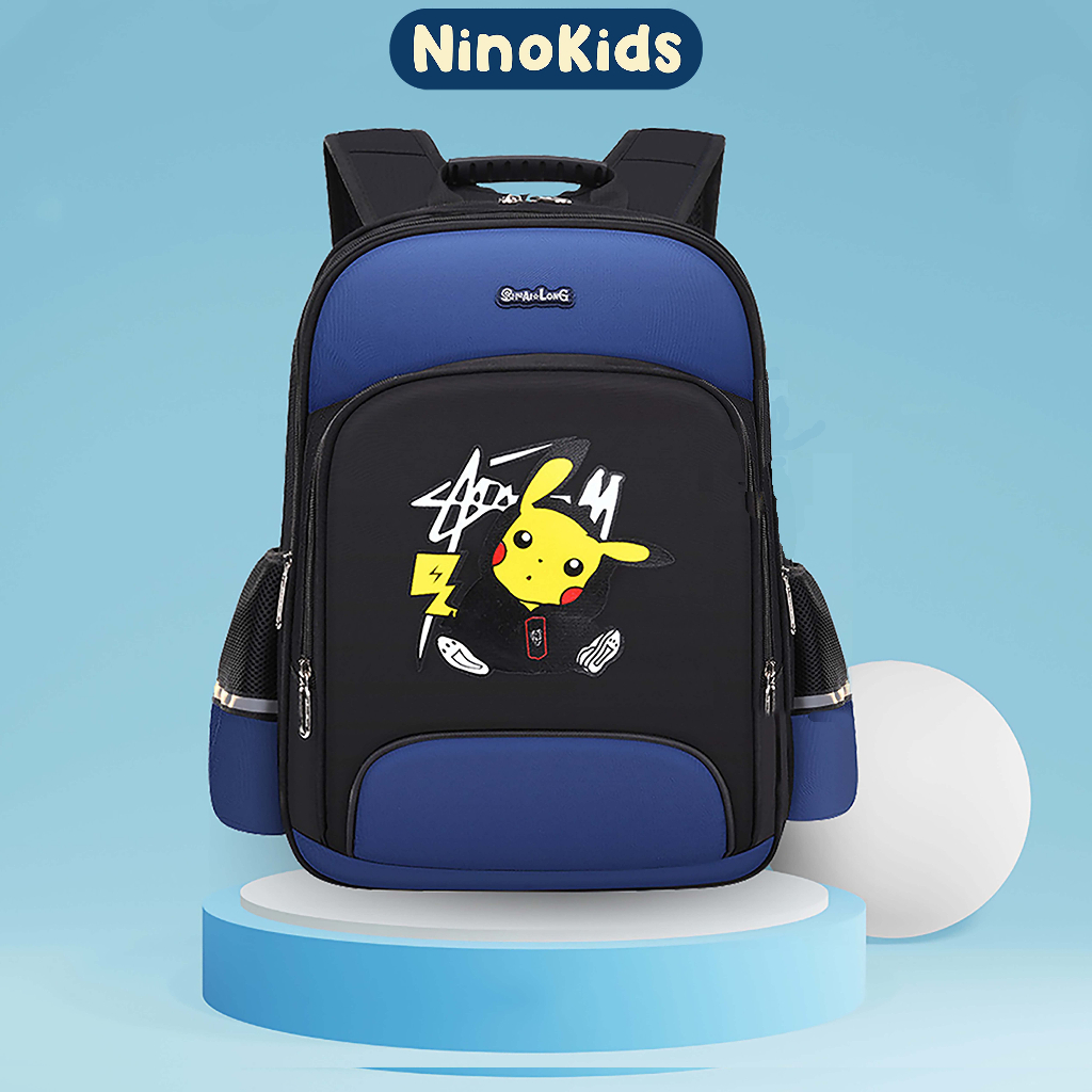 Balo học sinh, siêu nhẹ, phản quang và họa tiết Pikachu đáng yêu cho bé trai từ lớp 1 đến lớp 6 BLT4 VÀNG, XANH NinoKids