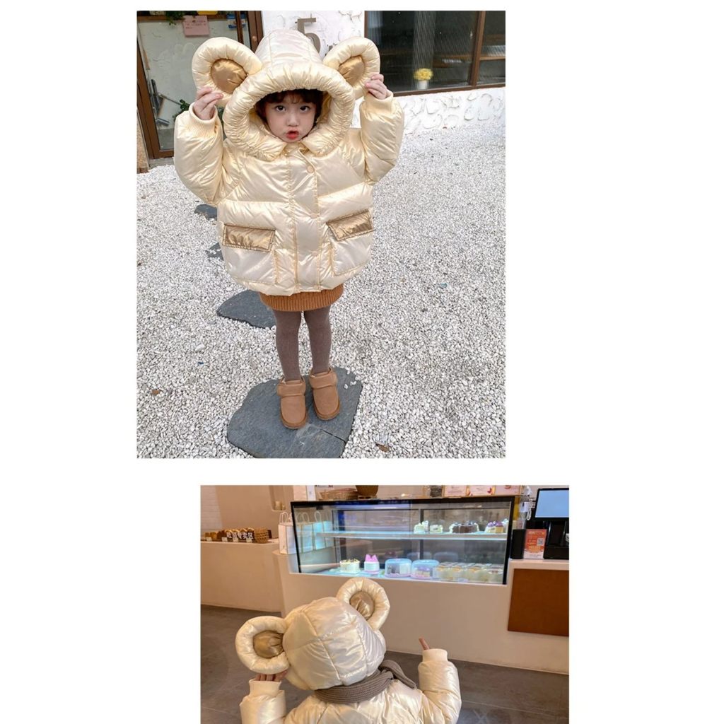 Áo khoác gấu lông vũ cho bé
