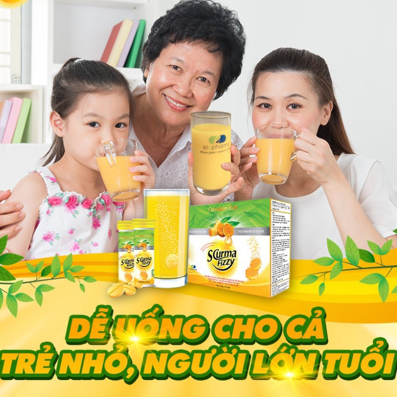 Viên sủi dạ dày Scuma Fizzy - Chứa nano curcumin giúp giảm viêm dạ dày, nhanh liền sẹo - Hộp 2 tuýp - Đann Trang