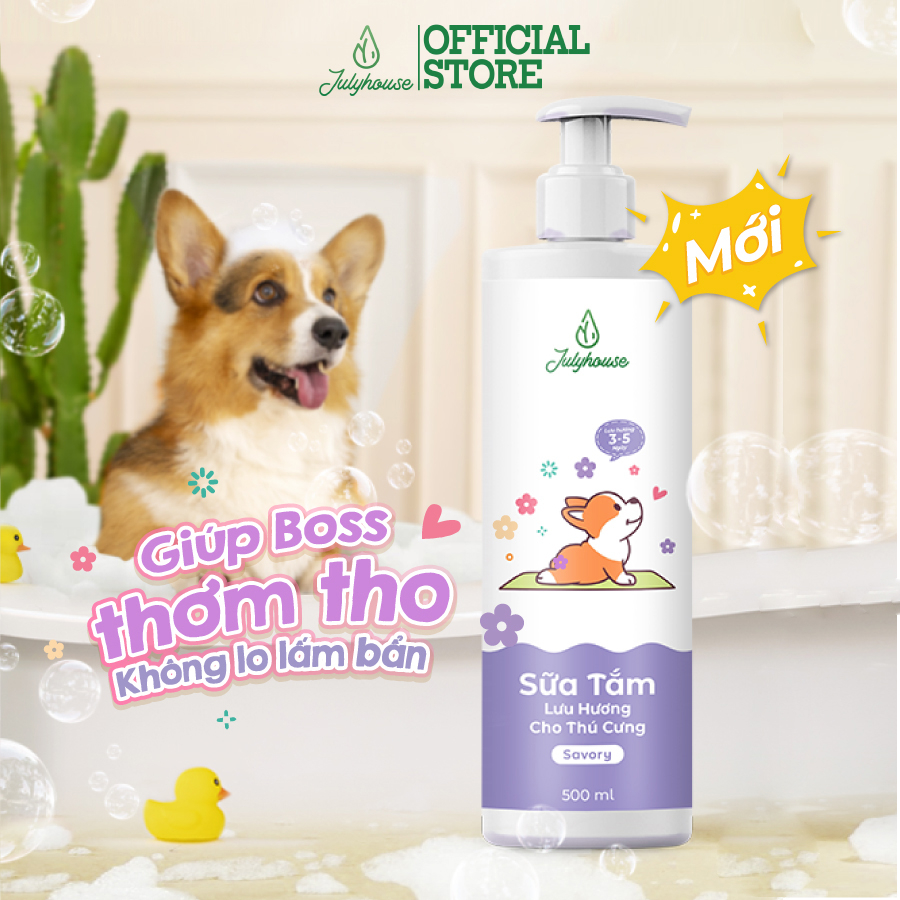 Combo Sữa tắm cho chó mèo 150ml/500ml và Xịt thơm dưỡng lông bodymist cho chó mèo 100ml Julyhouse