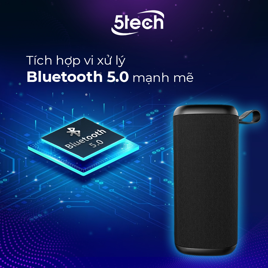 Loa bluetooth 5TECH BS2, loa bluetooth mini, cầm tay di động nghe nhạc cực đỉnh cho âm thanh sống động mạnh mẽ