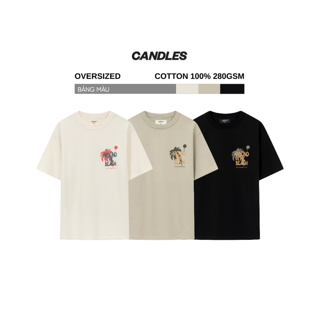 Áo thun nam nữ oversize CANDLES AROUND T-SHIRT chất liệu cotton 100% 280gsm hình in nổi bật