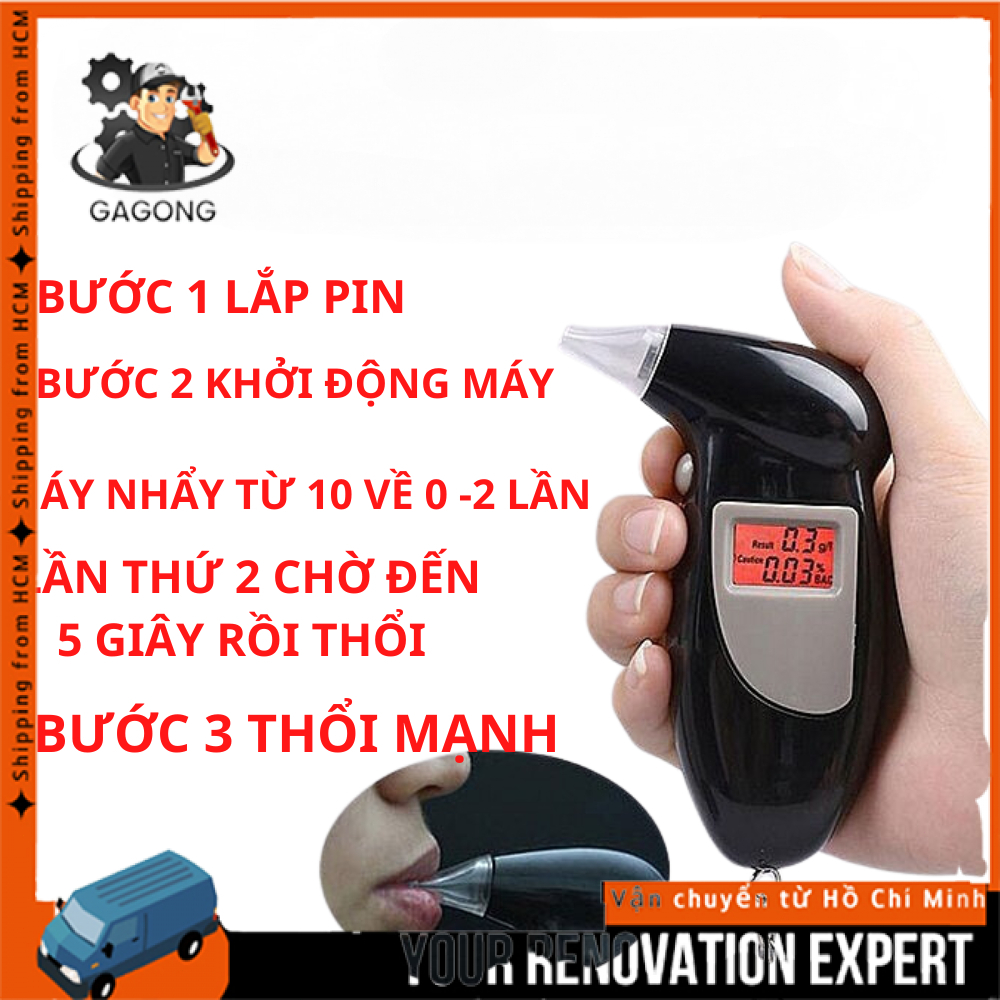 Thổi nồng độ cồn ,Máy đo nồng độ cồn bia rượu trong hơi thở tặng kèm 5 đầu thổi,Máy đo độ cồn đạt chuẩn 99%
