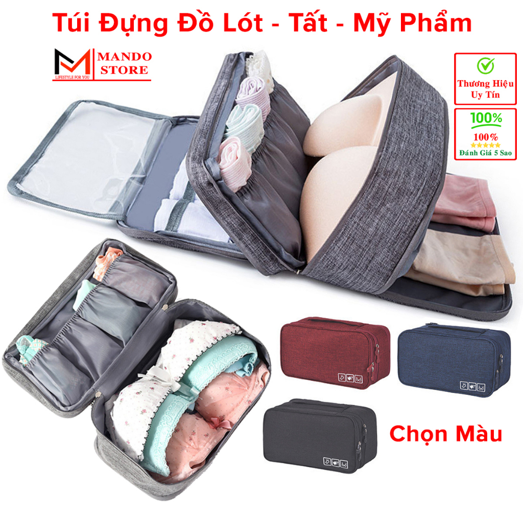 Túi Đựng Đồ Lót, Áo Ngực, Mỹ Phẩm Đựng Tất Chống Thấm Nước Tiện Lợi Khi Đi Du Lịch Nhiều Ngăn Dung Tích Lớn Chọn Màu