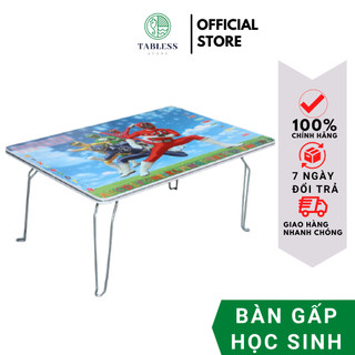 Bàn học gấp gọn cho bé mặt gỗ mdf chân sắt có đệm cao su chống trơn trượt hình siêu nhân công chúa kích thước 40x60cm