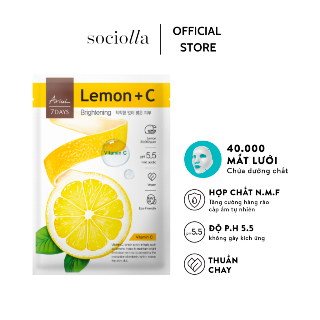 Mặt Nạ Giảm Thâm & Dưỡng Sáng Da Chiết Xuất Chanh Vàng ARIUL 7 Days Mask Lemon C 20 ml