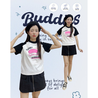 Áo thun babytee raglan tay đen Bánh sweet like buddies