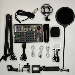 combo micro Big max 26 pro + sound card K3000 thu âm livestream karaoke chân kẹp míc, màng lọc âm tai nghe kẹp bạch tuộc