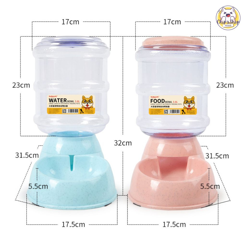 Bát ăn tự động cho mèo, bình uống nước cho mèo tự động 3,6L - Chipshop