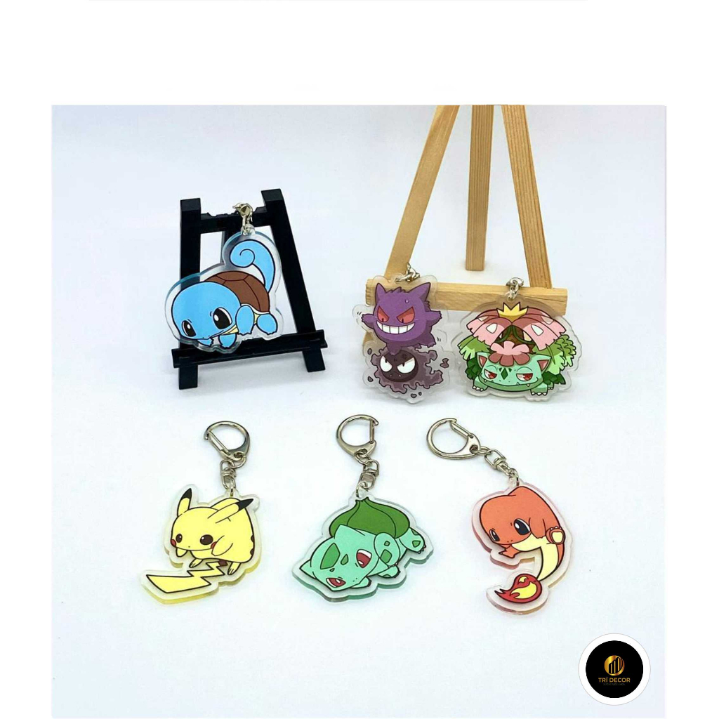 Móc khóa Pokemon Pikachu nhựa Acrylic hai mặt, in hình các nhân vật dễ thương Amine manga