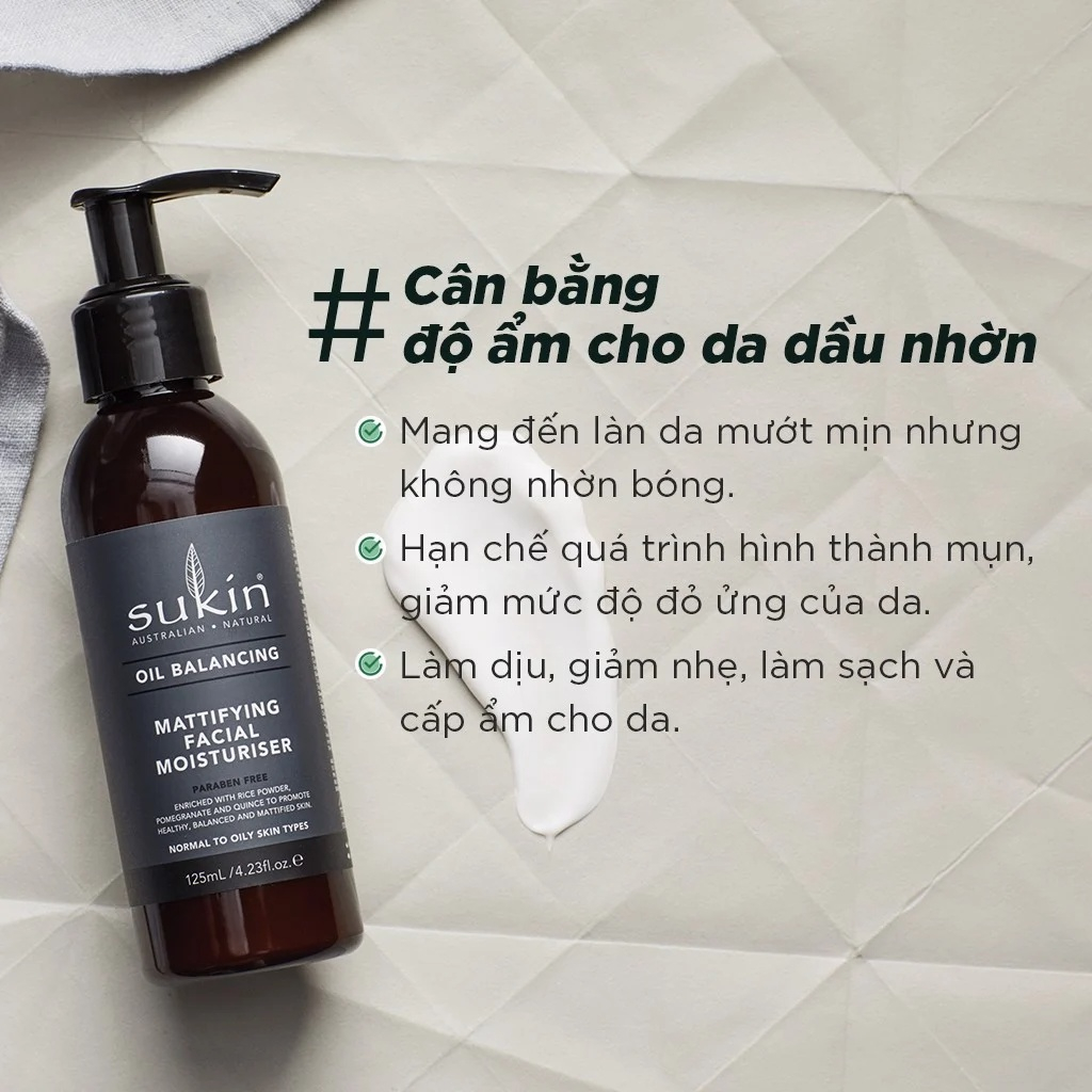 [Mua 1 Tặng 1] Kem Dưỡng Ẩm Cân Bằng Dầu Sukin Oil Balancing Mattifying Facial Moisturiser 125ml (HSD: 15/07/2024)