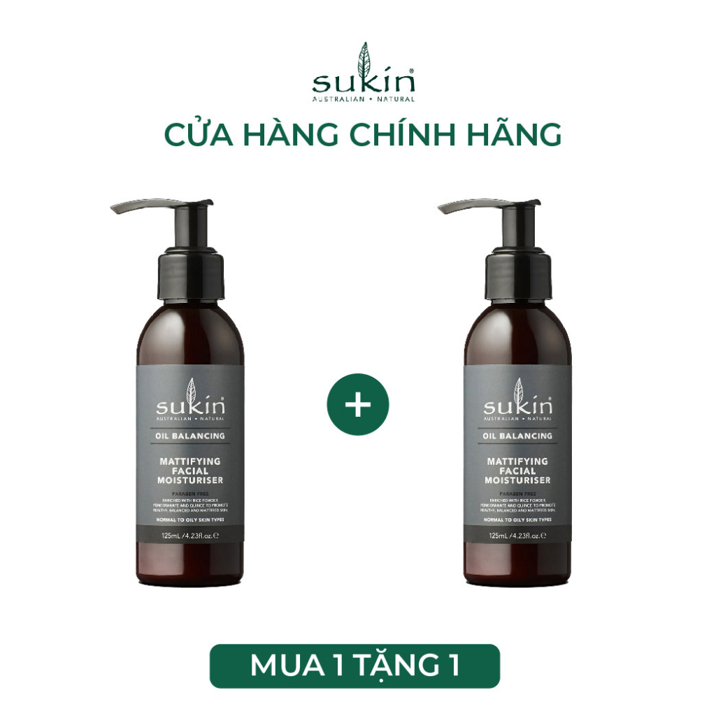 [Mua 1 Tặng 1] Kem Dưỡng Ẩm Cân Bằng Dầu Sukin Oil Balancing Mattifying Facial Moisturiser 125ml (HSD: 15/07/2024)