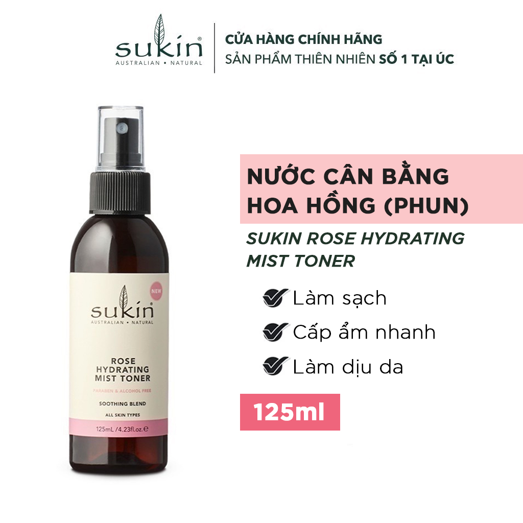 [Mua 1 Tặng 2] Nước Cân Bằng Dạng Phun Sương Hương Hoa Hồng Sukin Rose Hydrating Mist Toner 125ml (HSD: 11/07/2024)