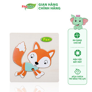  Tranh Ghép Gỗ Thông Minh FITOLABS Họa Tiết Đáng Yêu, Rèn Luyện Trí Não Cho Bé - 9 Mảnh 11x11cm