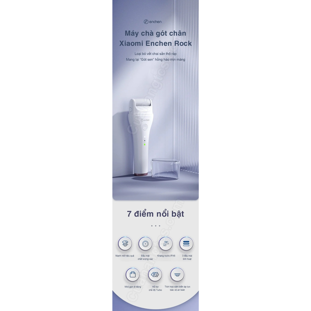 Máy chà , mài gót chân Enchen Rock/EMJ001 tẩy tế bào ch.ết làm mềm sáng gót chân tại nhà