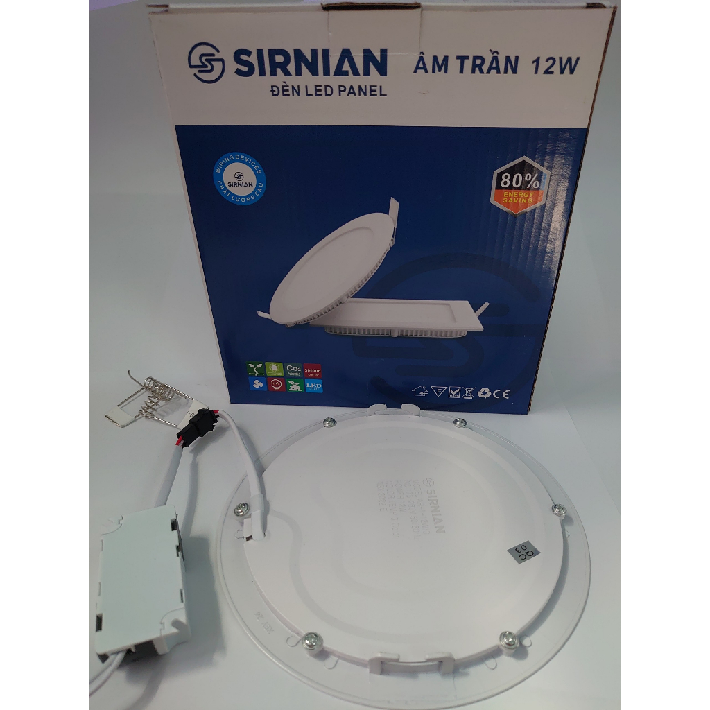 Đèn led tròn ốp trần Sirnian, công suất 12w - Đèn led âm trần 12w, đèn led tròn, đèn led âm trần 3 màu