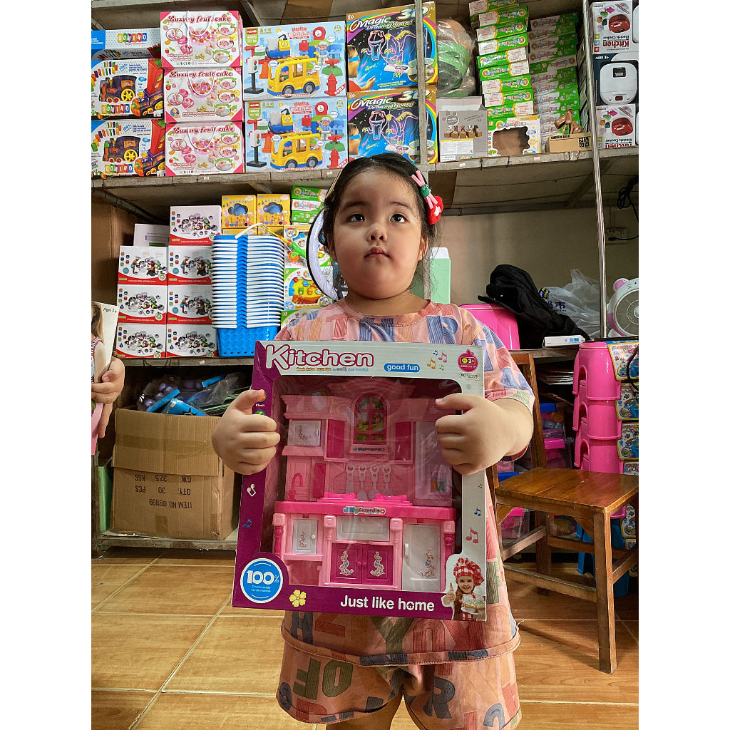 Bộ đồ chơi nhà bếp dành cho bé bộ bếp màu hồng