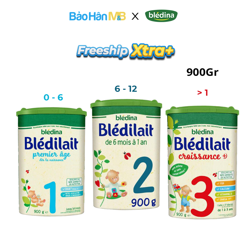 [ Hàng AIR ] Sữa Bledilait Bledina [ Mẫu Mới ] Đủ số 1,2,3 Hộp 400g và 900g