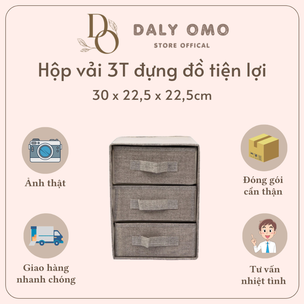 Hộp Đựng Đồ Đa Năng Có 3 Ngăn Dali Omo StoreHộp Đưng Mỹ Phẩm, Trang Sức Có Ngăn Kéo Gấp Gọn Tiện Lợi