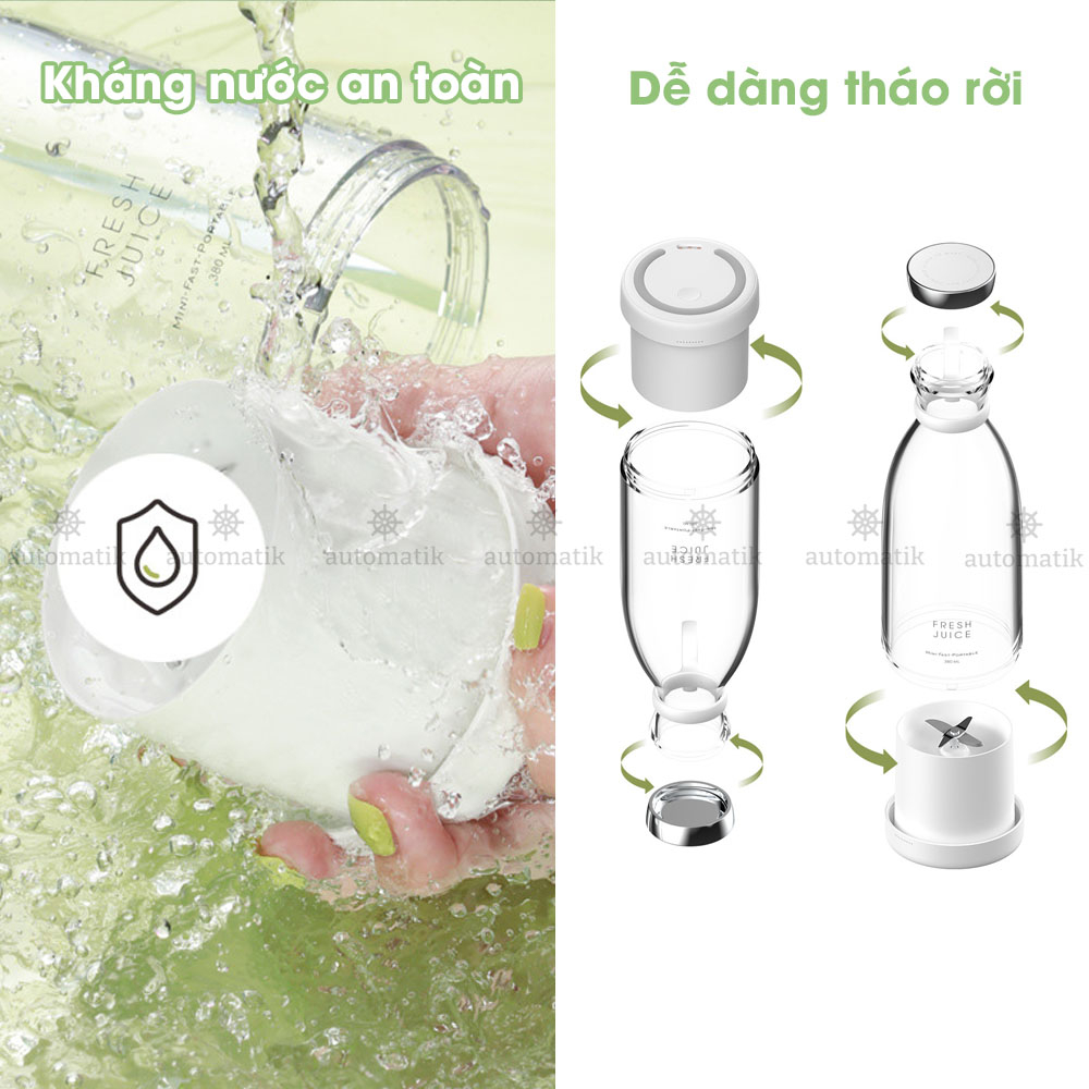 Máy Xay Sinh Tố Cầm Tay Mini Máy Say Sinh Tố Fresh Juice Đa Năng Ép Trái Cây Hoa Quả, Quà Tặng Sinh Nhật - Automatik