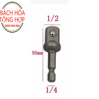 Đầu chuyển vặn khẩu 1/2 chuôi lục cho máy khoan điện khoan pin dài 50mm