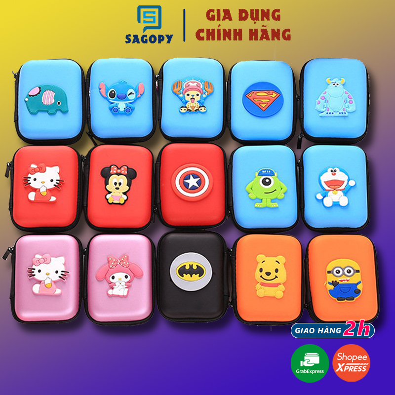 Hộp bao đựng tai nghe S P hình chữ nhật có dây kéo chứa dây cáp sạc