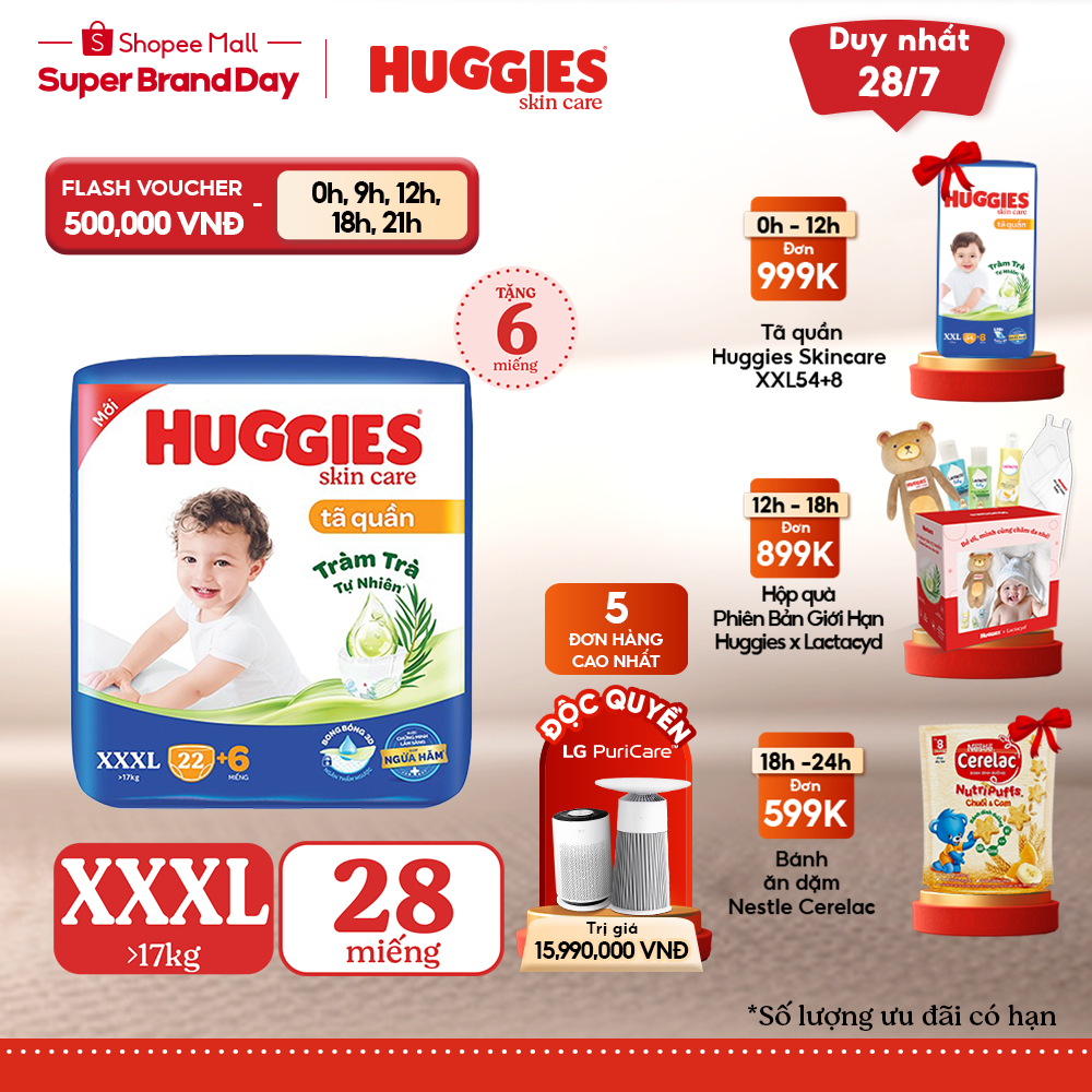 Tã quần Huggies Skincare Jumbo XXXL22+6