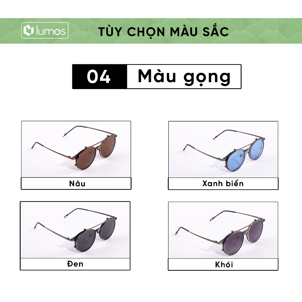 Gọng kính râm cận Lumos đa năng 2in1 hợp kim nhôm siêu nhẹ tròng kính chống tia UV chống chói 7020