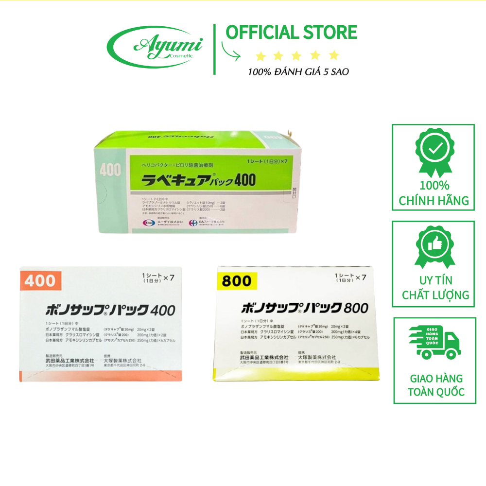 Viên Uống Giảm Vi Khuẩn HP 400  - HP 800  - HP 400 Rabecure  10 Viên x 7 Vỉ Nhật Bản
