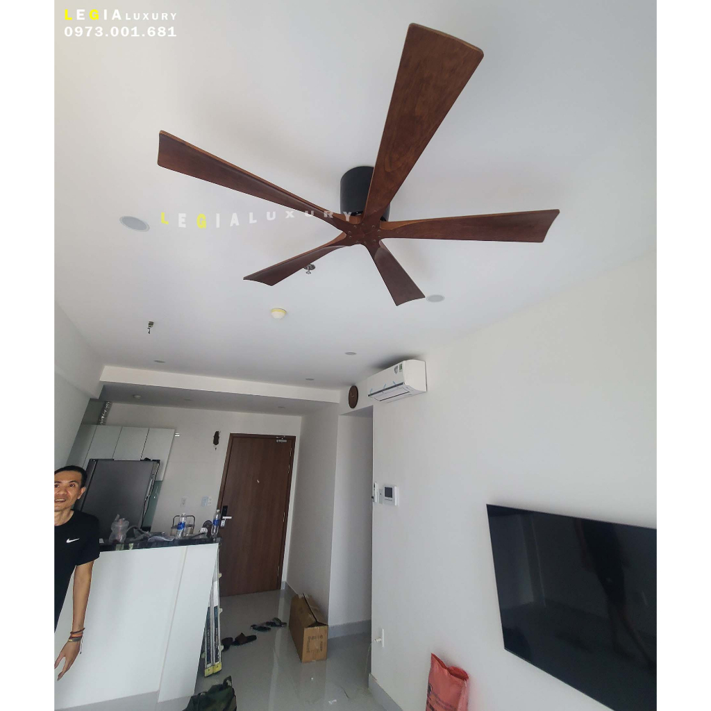 Quạt Trần Cánh Gỗ Phong Cách Indochine LÊ GIA LGFAN738G - Chiều Cao 22cm - Sải Cánh 132cm - Bảo Hành 5 Năm