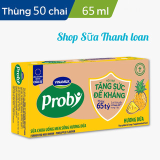 THÙNG 50 CHAI SỮA CHUA UỐNG PROBI DỨA - LỐC 5 CHAI 65ML