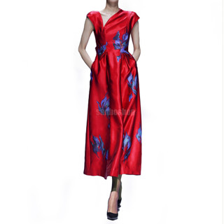 ĐẦM MIDI T3D V-NECK FLORAL