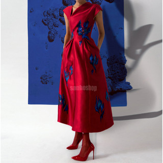 ĐẦM MIDI T3D V-NECK FLORAL