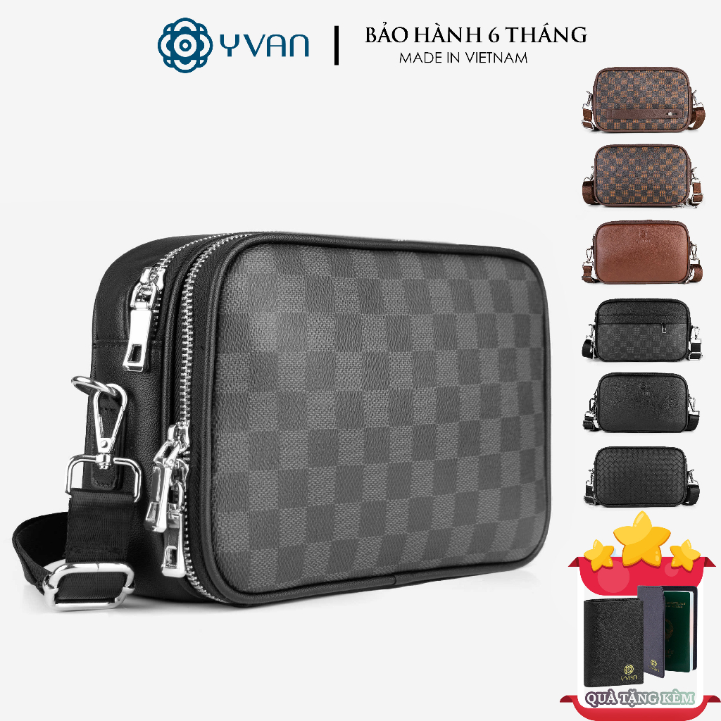 Túi đeo chéo nam da cao cấp form ngang chống trầy nhiều ngăn chính hãng YVan thời trang thanh lịch 9911