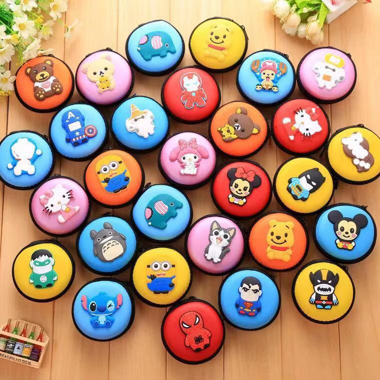 Hộp bao đựng tai nghe hình tròn có dây kéo chứa dây cáp sạc