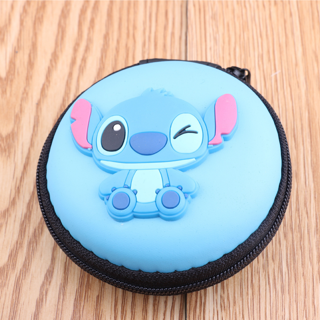 Hộp bao đựng tai nghe hình tròn có dây kéo chứa dây cáp sạc