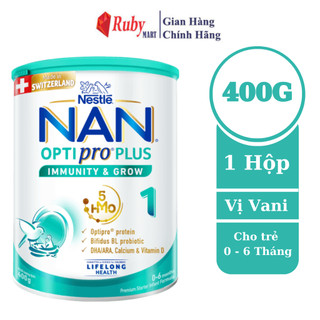 Sữa bột nestlé nan optipro plus 1 400g/lon với 5hmo sản xuất tại thụy sĩ cho trẻ từ 0-6 tháng tuổi