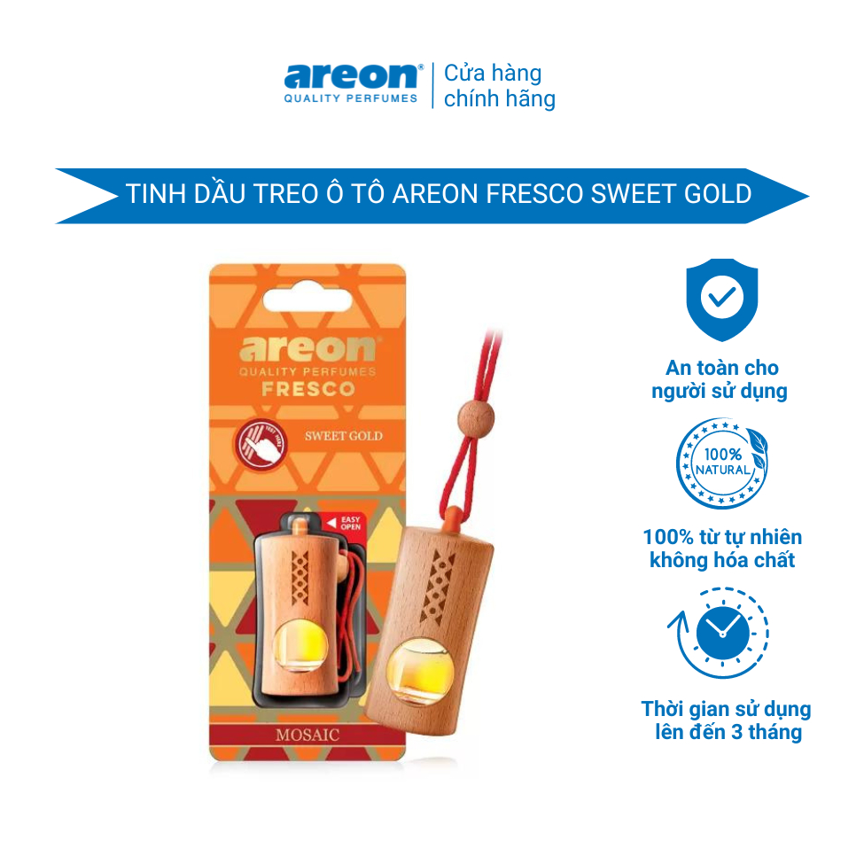 Tinh dầu treo ô tô hương gỗ mix vani - Areon Sweet Gold